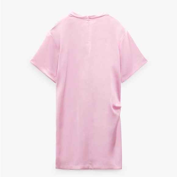 NWT Zara Pink Satin Effect Mini Dress - Picture 5 of 7